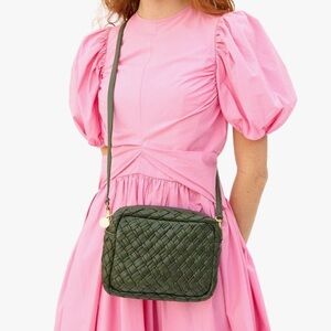 Clare V. Army green puffy woven midi sac crossbody